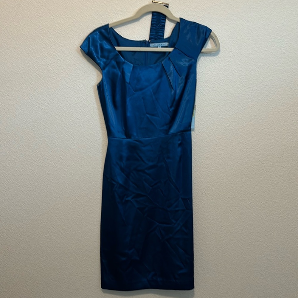 NWT Antonio Melani size 0 blue, satin dress.